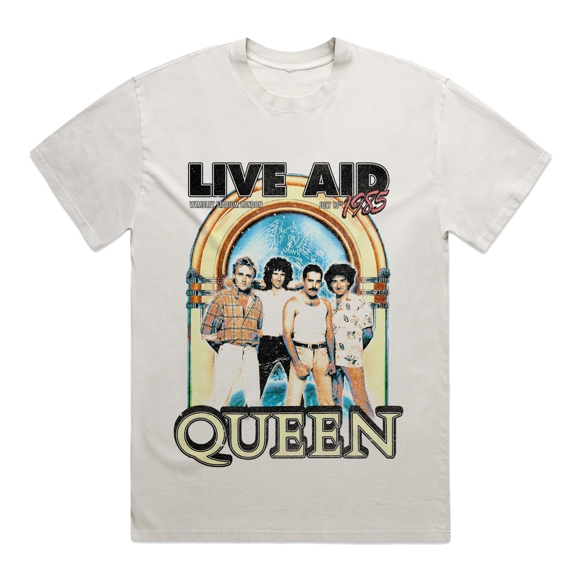 Queen at Live Aid | Vintage White T-Shirt
